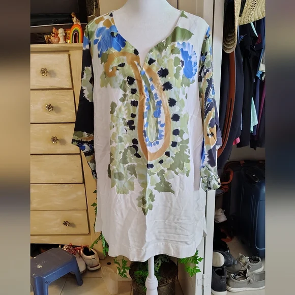 Soft Surroundings Floral V-Neck Women's Tunic Boho Size 2XL - Picture 2 of 8